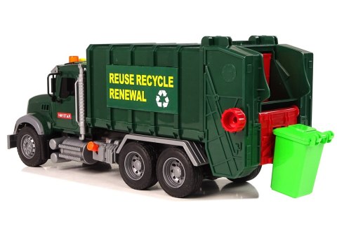 Samochód Śmieciarka Kosze Ciemnozielona Dźwięki Światła LEAN Toys Samochód Śmieciarka Kosze Ciemnozielona Dźwięki Światła LEAN Toys
