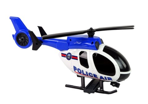 Zestaw Pojazdów Helikopter Auto Policja Dźwięk Niebieskie LEAN Toys Zestaw Pojazdów Helikopter Auto Policja Dźwięk Niebieskie LEAN Toys