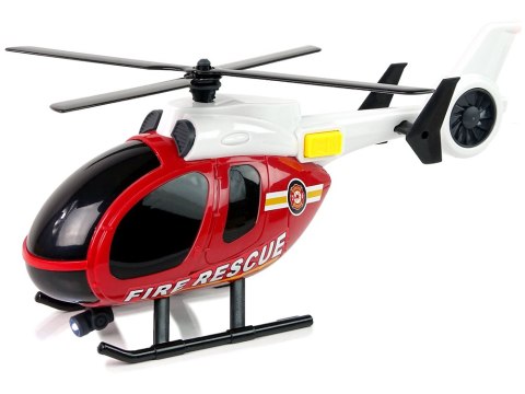 Zestaw Pojazdów Helikopter Auto Straż Pożarna Dźwięk Czerwone LEAN Toys Zestaw Pojazdów Helikopter Auto Straż Pożarna Dźwięk Czerwone LEAN Toys