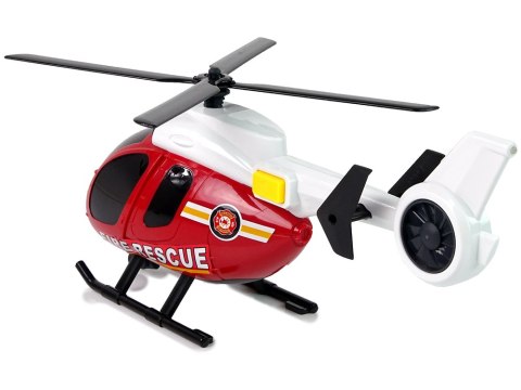 Zestaw Pojazdów Helikopter Auto Straż Pożarna Dźwięk Czerwone LEAN Toys Zestaw Pojazdów Helikopter Auto Straż Pożarna Dźwięk Czerwone LEAN Toys