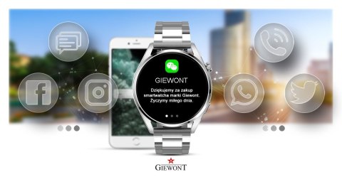 Smartwatch Giewont Vertex SmartCall GW450-6 Silver/Brown Leather