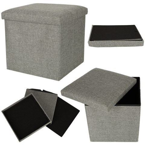 Puf składany ze schowkiem szary 38x38x38cm Kik sp. z o.o. sp. k. Puf składany ze schowkiem szary 38x38x38cm Kik sp. z o.o. sp. k.