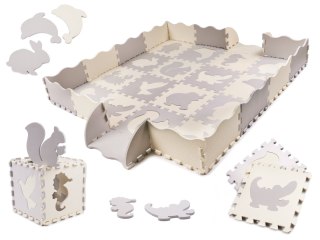 Mata edukacyjna piankowa puzzle kojec szara ecru 36 elementów 150x150cm Kik sp. z o.o. sp. k.