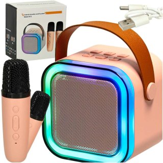 Zestaw do karaoke 2 mikrofony + głośnik przenośny BLUETOOTH USB LED różowy Kik Sp. z o. o. Sp. k.