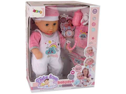 Lalka Bobas Dźwięk Smoczek Śliniaczek Różowa Biała Piżama Chmurka Lalka Bobas Dźwięk Smoczek Śliniaczek Różowa Biała Piżama Chmurka