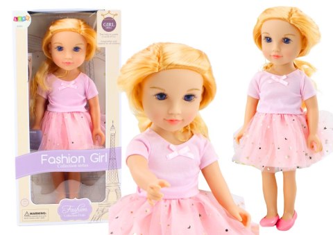 Lalka W Sukience Z Tiulem Różowa Blond Włosy 18' Lalka W Sukience Z Tiulem Różowa Blond Włosy 18'