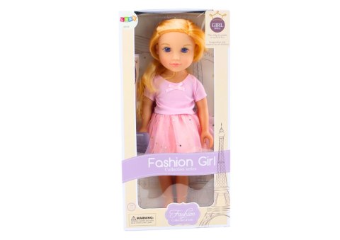 Lalka W Sukience Z Tiulem Różowa Blond Włosy 18' Lalka W Sukience Z Tiulem Różowa Blond Włosy 18'
