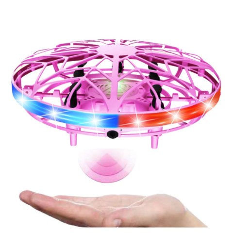 Dron UFO Sterowany Ręką RC Światła LED Różowy