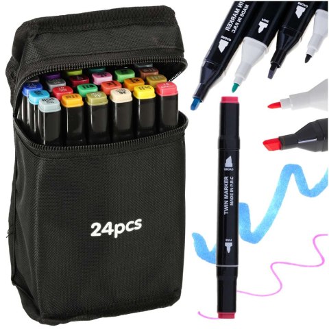 Markery dwustronne mazaki alkoholowe w etui 24 + podstawka Kik Sp. z o. o. Sp. k.