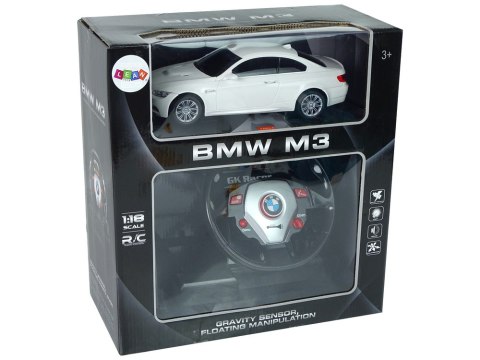 Auto Zdalnie Sterowane BMW M3 Białe 2,4 G Pilot Kierownica 1:18 Dźwięk Światła Auto Zdalnie Sterowane BMW M3 Białe 2,4 G Pilot Kierownica 1:18 Dźwięk Światła