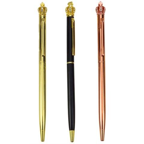 Długopis Metalowy Automatyczny Korona Niebieski Tusz 1.0mm Długopis Metalowy Automatyczny Korona Niebieski Tusz 1.0mm