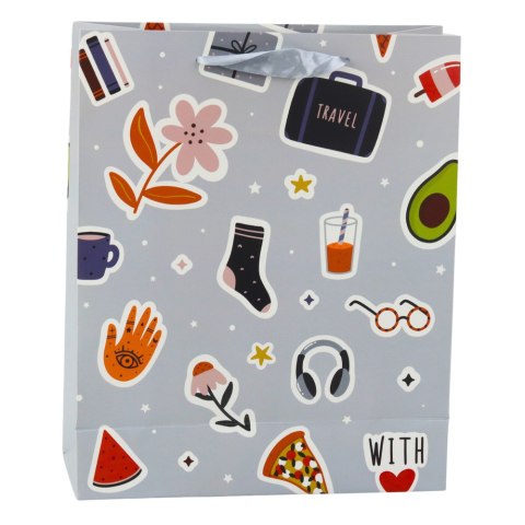 Torba Prezentowa Naklejki Kolorowe Znaczki 32 x 26 x 12 cm Torba Prezentowa Naklejki Kolorowe Znaczki 32 x 26 x 12 cm