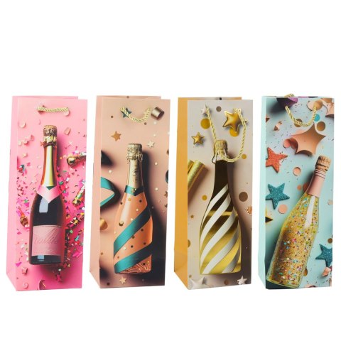 Torba Prezentowa Papierowa Na Butelkę Szampan Pastelowa 35 x 12 x 9 cm Torba Prezentowa Papierowa Na Butelkę Szampan Pastelowa 35 x 12 x 9 cm