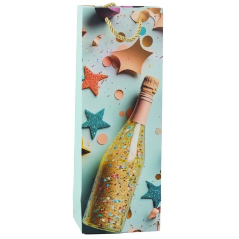 Torba Prezentowa Papierowa Na Butelkę Szampan Pastelowa 35 x 12 x 9 cm Torba Prezentowa Papierowa Na Butelkę Szampan Pastelowa 35 x 12 x 9 cm