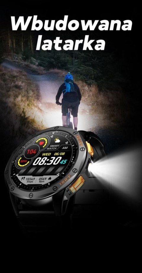 Smartwatch Męski GRAVITY GPS GT24-3 Czarny Pasek Silikonowy + Pomarańczowy Pasek Silikonowy