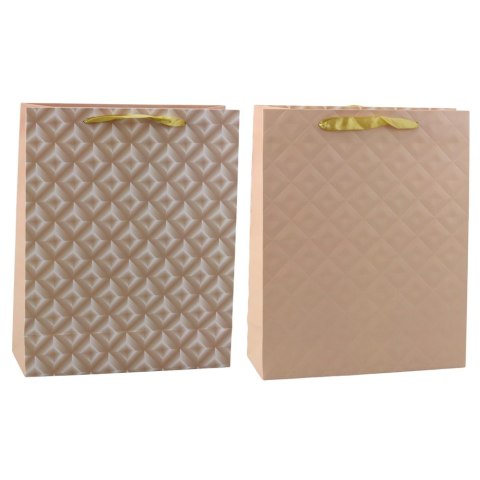 Torba Prezentowa Z Tłoczeniem Jasno Beżowa 32 x 26 x 10cm Torba Prezentowa Z Tłoczeniem Jasno Beżowa 32 x 26 x 10cm