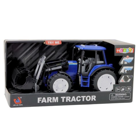 Traktor Farmerski Z Ruchomą Łyżką Światła Dźwięki Niebieski 1:10 Traktor Farmerski Z Ruchomą Łyżką Światła Dźwięki Niebieski 1:10