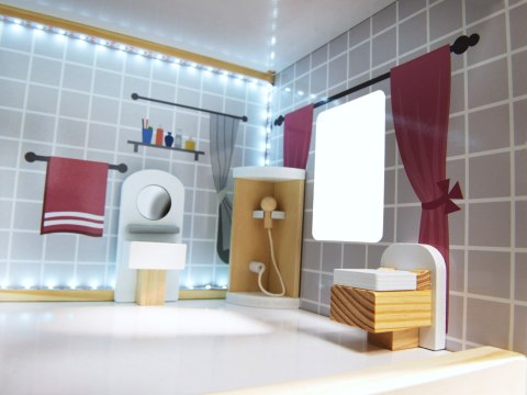Domek dla lalek drewniany MDF mebelki 78cm czarny LED Kik Sp. z o. o. Sp. k.