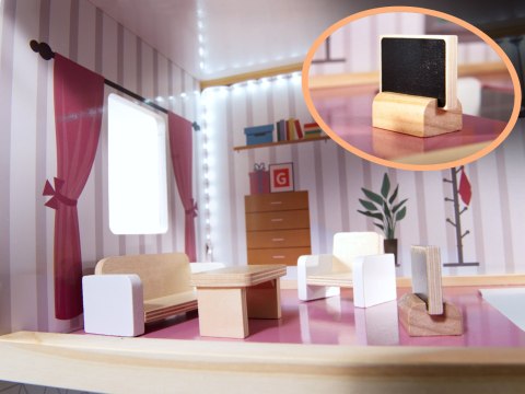 Domek dla lalek drewniany MDF mebelki 78cm czarny LED Kik Sp. z o. o. Sp. k.