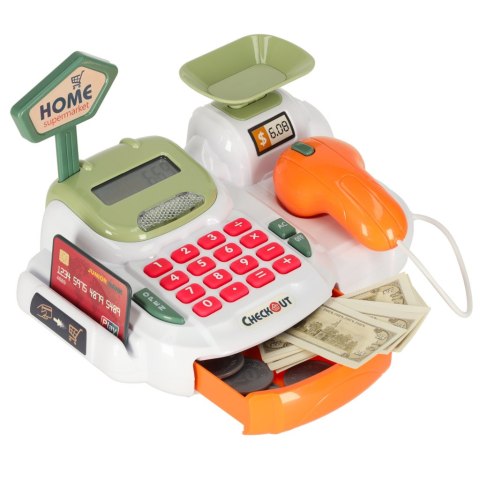 Kasa fiskalna dla dzieci supermarket sklep skaner kalkulator koszyk z akcesoriami 36 el. Kik Sp. z o. o. Sp. k.