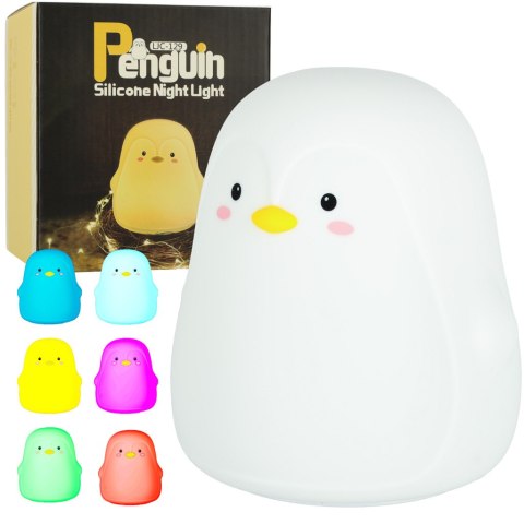Lampka nocna dla dzieci silikonowa LED biała pingwinek Lampka nocna dla dzieci silikonowa LED biała pingwinek