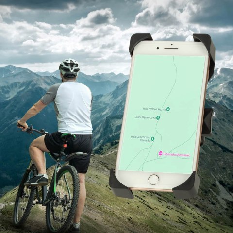Uchwyt rowerowy motocyklowy na telefon czarny stabilny Uchwyt rowerowy motocyklowy na telefon czarny stabilny