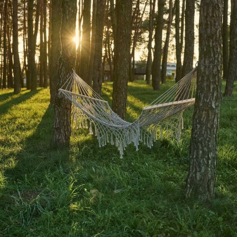 Hamak ogrodowy boho siatka frędzle leżak wiszący makrama 200cm szary Kik Sp. z o. o. Sp. k. Hamak ogrodowy boho siatka frędzle leżak wiszący makrama 200cm szary Kik Sp. z o. o. Sp. k.
