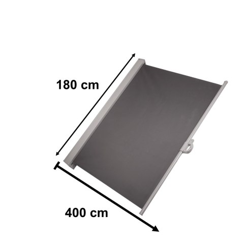 Markiza boczna tarasowa LUARO parawan zwijana 180 x 400 cm szara Kik Sp. z o. o. Sp. k. Markiza boczna tarasowa LUARO parawan zwijana 180 x 400 cm szara Kik Sp. z o. o. Sp. k.