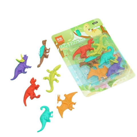 Zestaw Gumek Do Ścierania Zmazywania Szkolne Dinozaury 6szt Zestaw Gumek Do Ścierania Zmazywania Szkolne Dinozaury 6szt