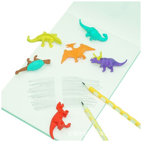 Zestaw Gumek Do Ścierania Zmazywania Szkolne Dinozaury 6szt Zestaw Gumek Do Ścierania Zmazywania Szkolne Dinozaury 6szt