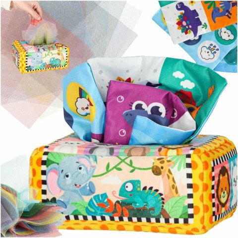 Sorter pudełko z chusteczkami sensoryczne montessori pluszowe cyfry litery Kik Sp. z o. o. Sp. k. Sorter pudełko z chusteczkami sensoryczne montessori pluszowe cyfry litery Kik Sp. z o. o. Sp. k.