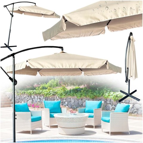 Parasol ogrodowy duży składany z wysięgnikiem 290cm beżowy Kik Sp. z o. o. Sp. k. Parasol ogrodowy duży składany z wysięgnikiem 290cm beżowy Kik Sp. z o. o. Sp. k.