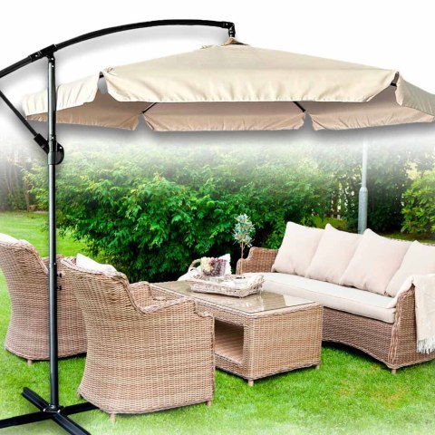 Parasol ogrodowy duży składany z wysięgnikiem 290cm beżowy Kik Sp. z o. o. Sp. k. Parasol ogrodowy duży składany z wysięgnikiem 290cm beżowy Kik Sp. z o. o. Sp. k.