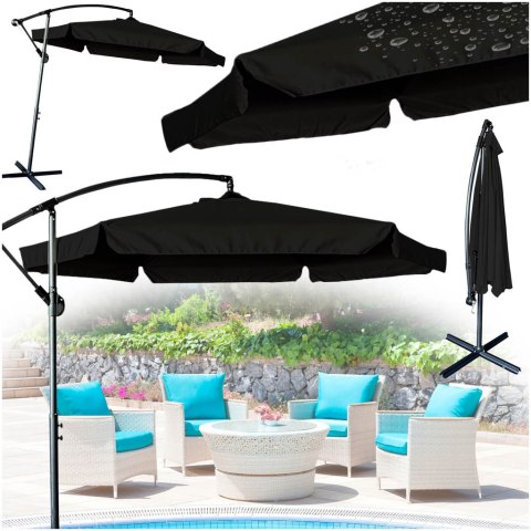 Parasol ogrodowy duży składany z wysięgnikiem 290cm czarny Kik Sp. z o. o. Sp. k. Parasol ogrodowy duży składany z wysięgnikiem 290cm czarny Kik Sp. z o. o. Sp. k.