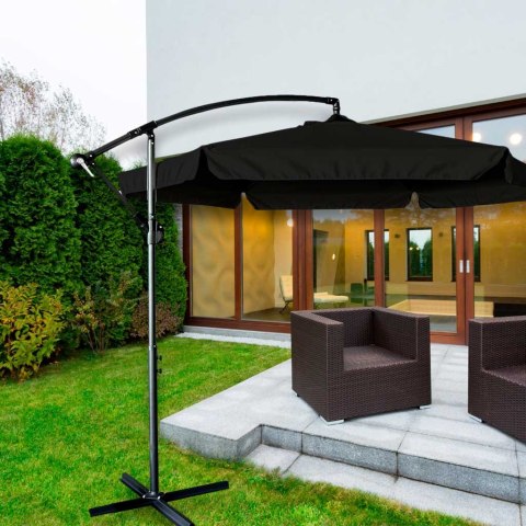 Parasol ogrodowy duży składany z wysięgnikiem 290cm czarny Kik Sp. z o. o. Sp. k. Parasol ogrodowy duży składany z wysięgnikiem 290cm czarny Kik Sp. z o. o. Sp. k.