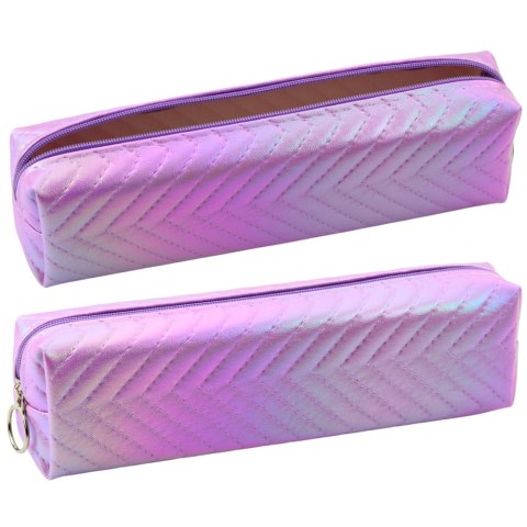 Piórnik Szkolny Organizer Holograficzny Jodełka Fioletowy 21x6cm Piórnik Szkolny Organizer Holograficzny Jodełka Fioletowy 21x6cm