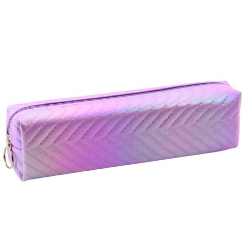 Piórnik Szkolny Organizer Holograficzny Jodełka Fioletowy 21x6cm Piórnik Szkolny Organizer Holograficzny Jodełka Fioletowy 21x6cm