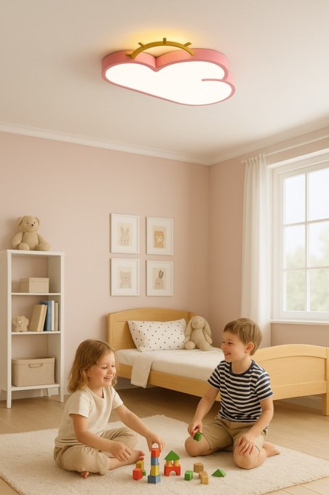 Lampa LED sufitowa plafon do pokoju dziecięcego ściemniana LUMELA + pilot chmurka różowa Kik Sp. z o. o. Sp. k. Lampa LED sufitowa plafon do pokoju dziecięcego ściemniana LUMELA + pilot chmurka różowa Kik Sp. z o. o. Sp. k.