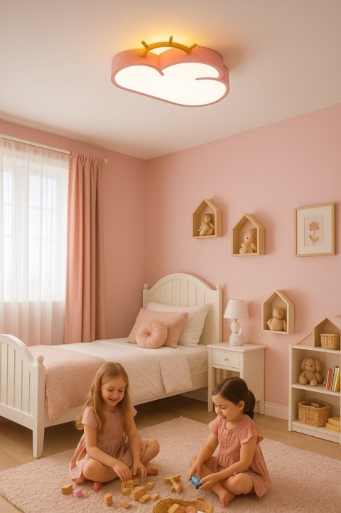 Lampa LED sufitowa plafon do pokoju dziecięcego ściemniana LUMELA + pilot chmurka różowa Kik Sp. z o. o. Sp. k. Lampa LED sufitowa plafon do pokoju dziecięcego ściemniana LUMELA + pilot chmurka różowa Kik Sp. z o. o. Sp. k.