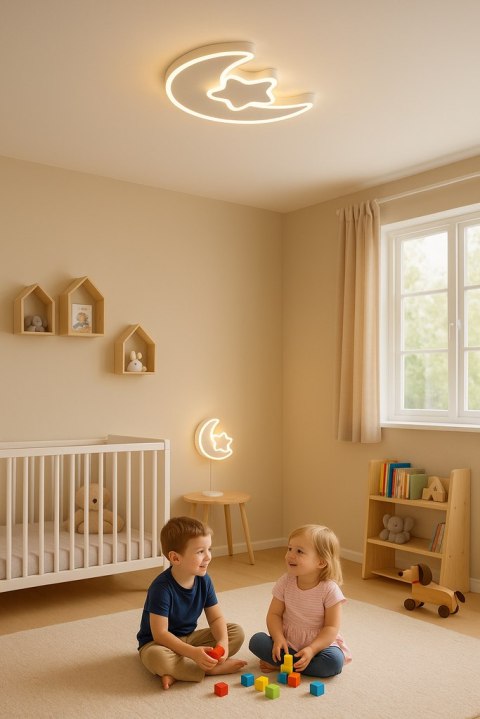 Lampa LED sufitowa plafon do pokoju dziecięcego ściemniana LUMELA + pilot księżyc biała Kik Sp. z o. o. Sp. k. Lampa LED sufitowa plafon do pokoju dziecięcego ściemniana LUMELA + pilot księżyc biała Kik Sp. z o. o. Sp. k.