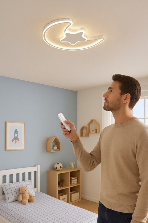 Lampa LED sufitowa plafon do pokoju dziecięcego ściemniana LUMELA + pilot księżyc biała Kik Sp. z o. o. Sp. k. Lampa LED sufitowa plafon do pokoju dziecięcego ściemniana LUMELA + pilot księżyc biała Kik Sp. z o. o. Sp. k.