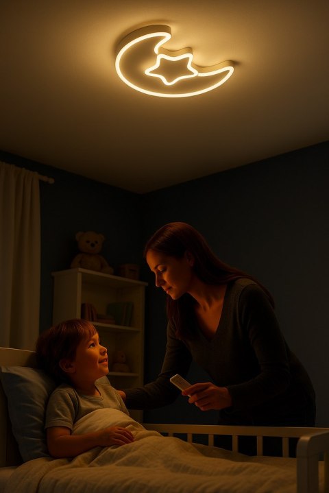 Lampa LED sufitowa plafon do pokoju dziecięcego ściemniana LUMELA + pilot księżyc biała Kik Sp. z o. o. Sp. k. Lampa LED sufitowa plafon do pokoju dziecięcego ściemniana LUMELA + pilot księżyc biała Kik Sp. z o. o. Sp. k.