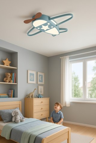 Lampa LED sufitowa plafon do pokoju dziecięcego ściemniana LUMELA + pilot samolot Kik Sp. z o. o. Sp. k.