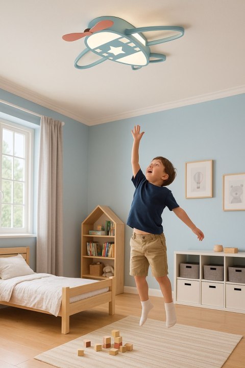 Lampa LED sufitowa plafon do pokoju dziecięcego ściemniana LUMELA + pilot samolot Kik Sp. z o. o. Sp. k. Lampa LED sufitowa plafon do pokoju dziecięcego ściemniana LUMELA + pilot samolot Kik Sp. z o. o. Sp. k.