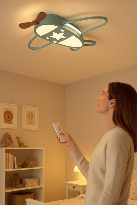 Lampa LED sufitowa plafon do pokoju dziecięcego ściemniana LUMELA + pilot samolot Kik Sp. z o. o. Sp. k. Lampa LED sufitowa plafon do pokoju dziecięcego ściemniana LUMELA + pilot samolot Kik Sp. z o. o. Sp. k.