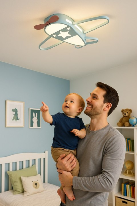 Lampa LED sufitowa plafon do pokoju dziecięcego ściemniana LUMELA + pilot samolot Kik Sp. z o. o. Sp. k. Lampa LED sufitowa plafon do pokoju dziecięcego ściemniana LUMELA + pilot samolot Kik Sp. z o. o. Sp. k.