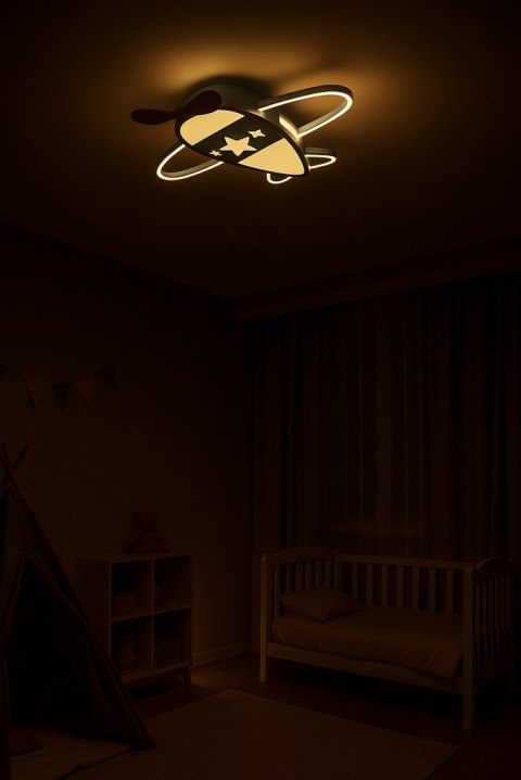 Lampa LED sufitowa plafon do pokoju dziecięcego ściemniana LUMELA + pilot samolot Kik Sp. z o. o. Sp. k. Lampa LED sufitowa plafon do pokoju dziecięcego ściemniana LUMELA + pilot samolot Kik Sp. z o. o. Sp. k.
