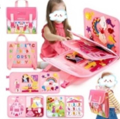 Tablica manipulacyjna sensoryczna montessori walizka plecak różowa Kik Sp. z o. o. Sp. k. Tablica manipulacyjna sensoryczna montessori walizka plecak różowa Kik Sp. z o. o. Sp. k.