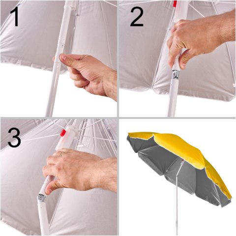 Parasol ogrodowy plażowy regulowany łamany składany UV 150cm żółty Kik Sp. z o. o. Sp. k. Parasol ogrodowy plażowy regulowany łamany składany UV 150cm żółty Kik Sp. z o. o. Sp. k.