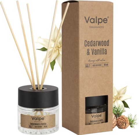 VALPE Dyfuzor Zapachowy Z Patyczkami DRZEWO CEDROWE - WANILIA 50 ml dz50-81